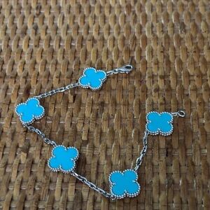 925 Silver and Blue Alhambra vca Bracelet